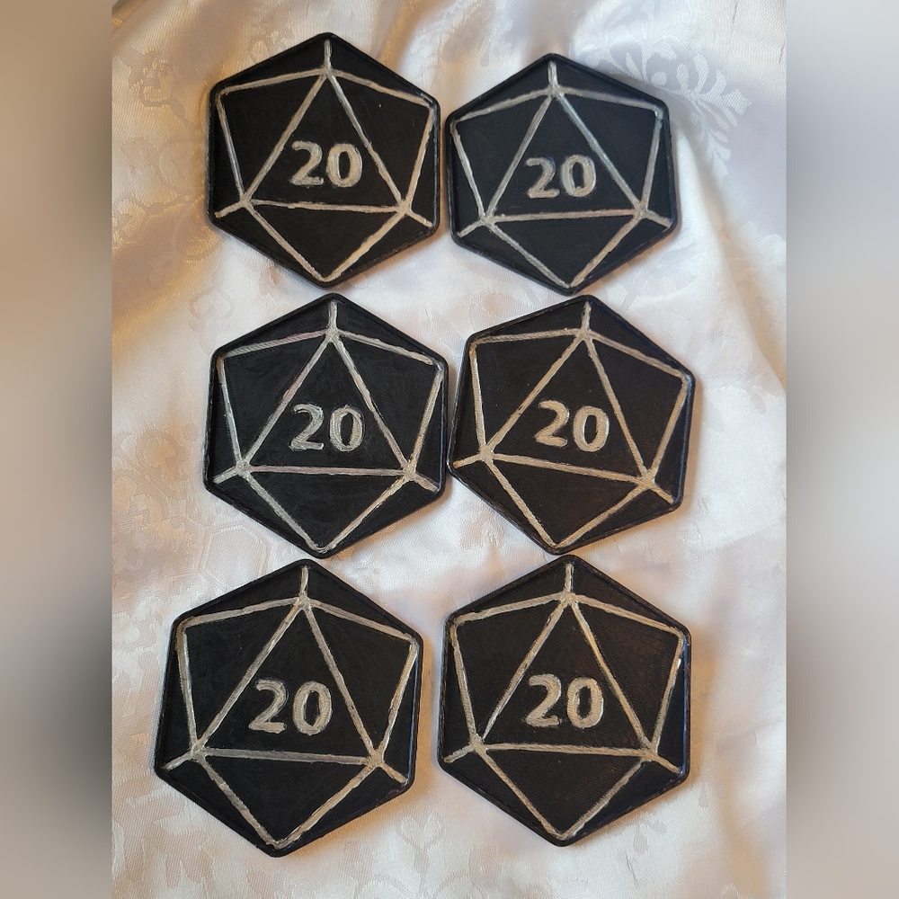 🌹Buy 1 Get 1 Free🌹 Black D20 Dice Coasters Set